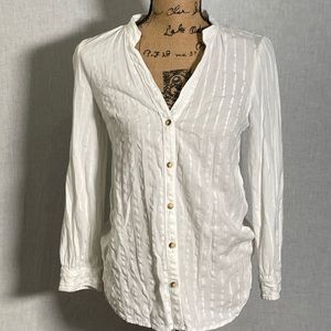Anthropologie White Button Blouse- super Cute- 10‎